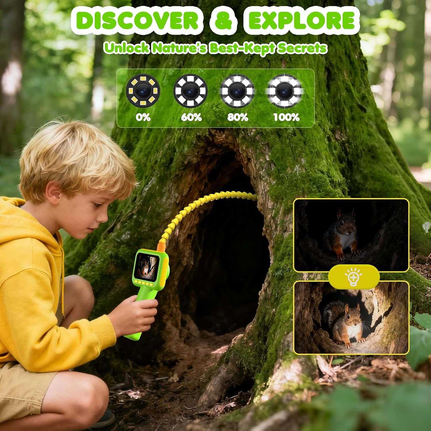 Kids Toys 3 Year Old - Çocuklar için Endoskop, Işıklı Borescope Yılan